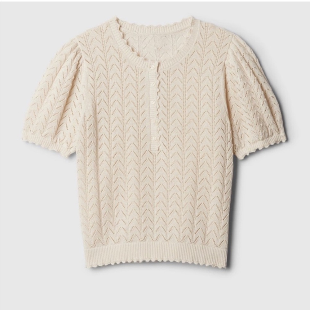 XS Gap × DÔEN Linen-Blend Pointelle Sweater